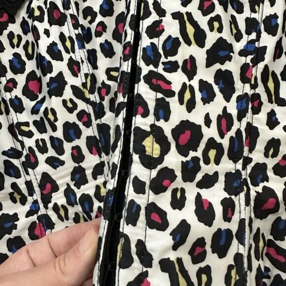 Fredericks Of Hollywood Corset Top Size 38 White Black Leopard Animal Print Lace - Picture 4 of 9